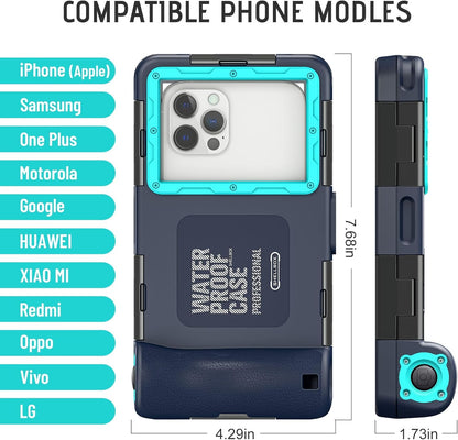 Universal Waterproof Phone Case for Snorkeling, IP68 Professional Diving Underwater Phone Case with Lanyard for iPhone Galaxy (Blue, Universal Waterproof Phone Case) - 7DAY'S