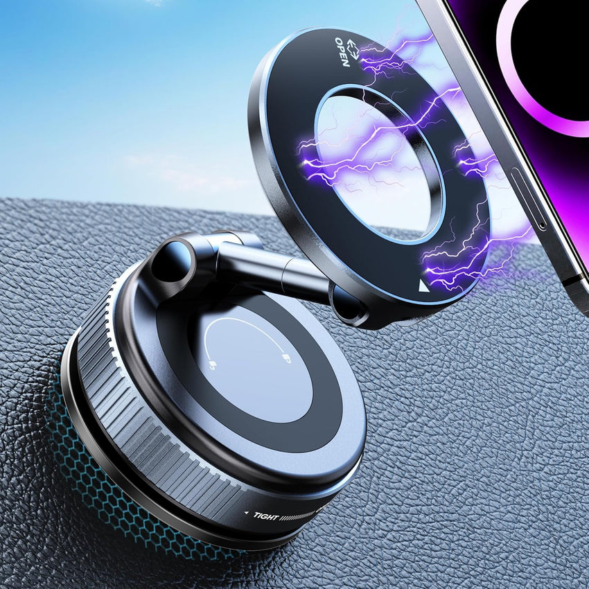 Upgraded 360° Nano Gel Vacuum Magnetic Phone Holder, Car Phone Holder for Magsafe[108+LBS Strongest Suction & 3000gf Strongest Magnetic], Suction Cup Phone Mount for Car/for iPhone 16 Pro Max - 7DAY'S