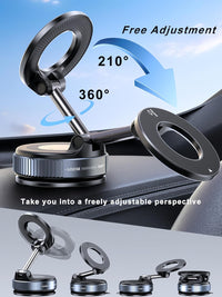 Upgraded 360° Nano Gel Vacuum Magnetic Phone Holder, Car Phone Holder for Magsafe[108+LBS Strongest Suction & 3000gf Strongest Magnetic], Suction Cup Phone Mount for Car/for iPhone 16 Pro Max - 7DAY'S