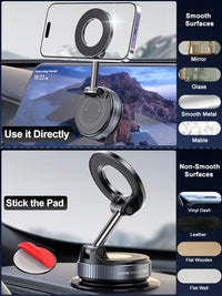 Upgraded 360° Vacuum Magnetic Phone Holder, Magnetic Car Phone Mount, Hands - Free Suction Cup Phone Holder for Car/Gym/Mirror/Shower, Car Mount Compatible with iPhone 16 Pro Max/Android - 7DAY'S