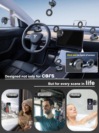 Upgraded 360° Vacuum Magnetic Phone Holder, Magnetic Car Phone Mount, Hands - Free Suction Cup Phone Holder for Car/Gym/Mirror/Shower, Car Mount Compatible with iPhone 16 Pro Max/Android - 7DAY'S