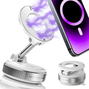 Upgraded 360° Vacuum Magnetic Phone Holder, Magnetic Car Phone Mount, Hands-Free Suction Cup Phone Holder for Car/Gym/Mirror/Shower, Car Mount Compatible with iPhone 16 Pro Max/Android