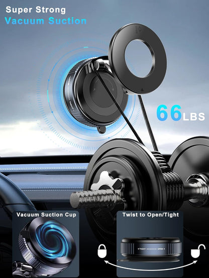 Upgraded 360° Vacuum Magnetic Phone Holder & Solar Smart Car Air Freshener with Auto On/Off, Aluminum Alloy Body,3 Adjustable Concentration - 7DAY'S