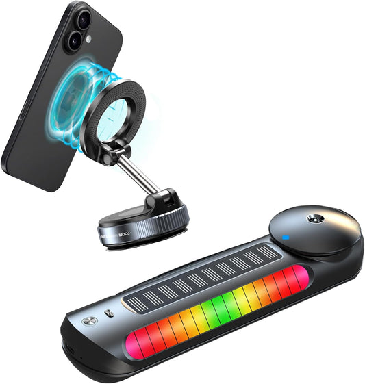 Upgraded 360° Vacuum Magnetic Phone Holder & Solar Smart Car Air Freshener with Auto On/Off, Aluminum Alloy Body,3 Adjustable Concentration - 7DAY'S
