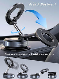 Upgraded 360° Vacuum Magnetic Phone Holder & Solar Smart Car Air Freshener with Auto On/Off, Aluminum Alloy Body,3 Adjustable Concentration Black - 7DAY'S