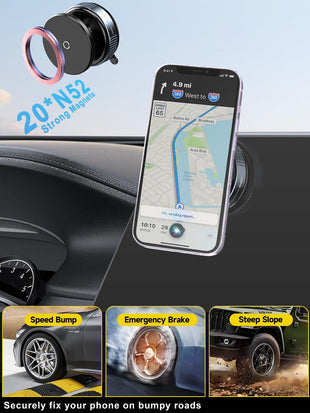 Upgraded Vacuum Magnetic Suction Phone Mount, Magnetic Car Phone Holder, for iPhone 16 MagSafe Car Mount,ideal for Car Screen/Gym/Mirror/Smooth Surface, Car Accessories Fit for iPhone 16 Pro Max White - 7DAY'S