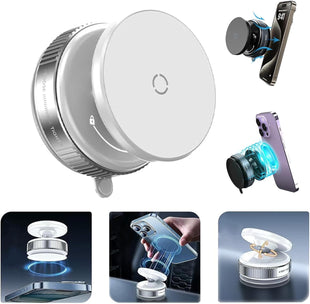Upgraded Vacuum Magnetic Suction Phone Mount, Magnetic Car Phone Holder, for iPhone 16 MagSafe Car Mount,ideal for Car Screen/Gym/Mirror/Smooth Surface, Car Accessories Fit for iPhone 16 Pro Max White