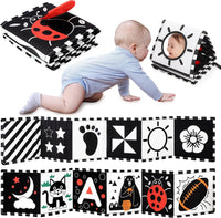 URMYWO Black and White Baby Toys, Tummy Time High Contrast Newborn Toys 0 - 3 Months, Soft Baby Book, Visual Stimulation Montessori Sensory Infant Toys 0 - 6 - 12 Months, Shower Gift for Boys Girls - 7DAY'S