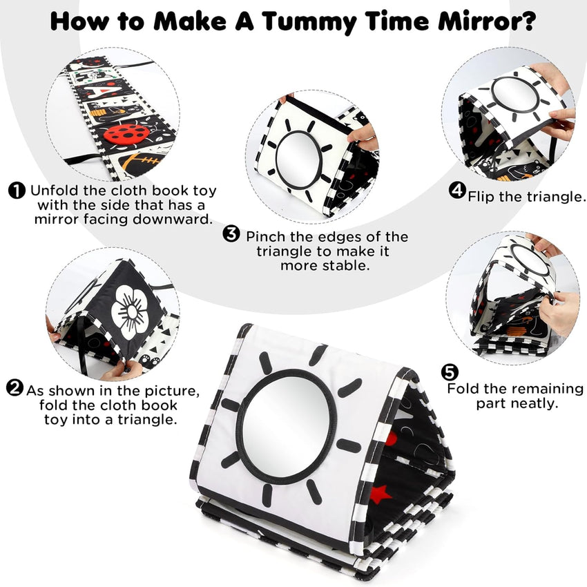 URMYWO Black and White Baby Toys, Tummy Time High Contrast Newborn Toys 0 - 3 Months, Soft Baby Book, Visual Stimulation Montessori Sensory Infant Toys 0 - 6 - 12 Months, Shower Gift for Boys Girls - 7DAY'S