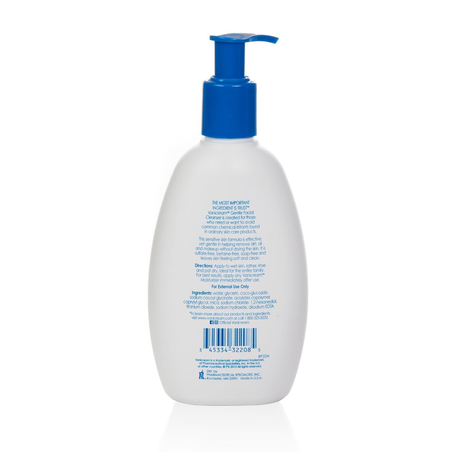 Vanicream Gentle Facial Cleanser with Pump Dispenser - 8 fl oz - Formulated Without Common Irritants for Those with Sensitive Skin - 7DAY'S
