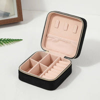 Velvet Jewelry Box For Women Necklace Ring Earrings Organizer Holder Travel Portable Zipper Square Jewelry Storage Case - 7DAY'S