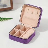 Velvet Jewelry Box For Women Necklace Ring Earrings Organizer Holder Travel Portable Zipper Square Jewelry Storage Case - 7DAY'S