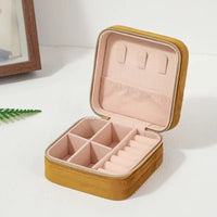 Velvet Jewelry Box For Women Necklace Ring Earrings Organizer Holder Travel Portable Zipper Square Jewelry Storage Case - 7DAY'S