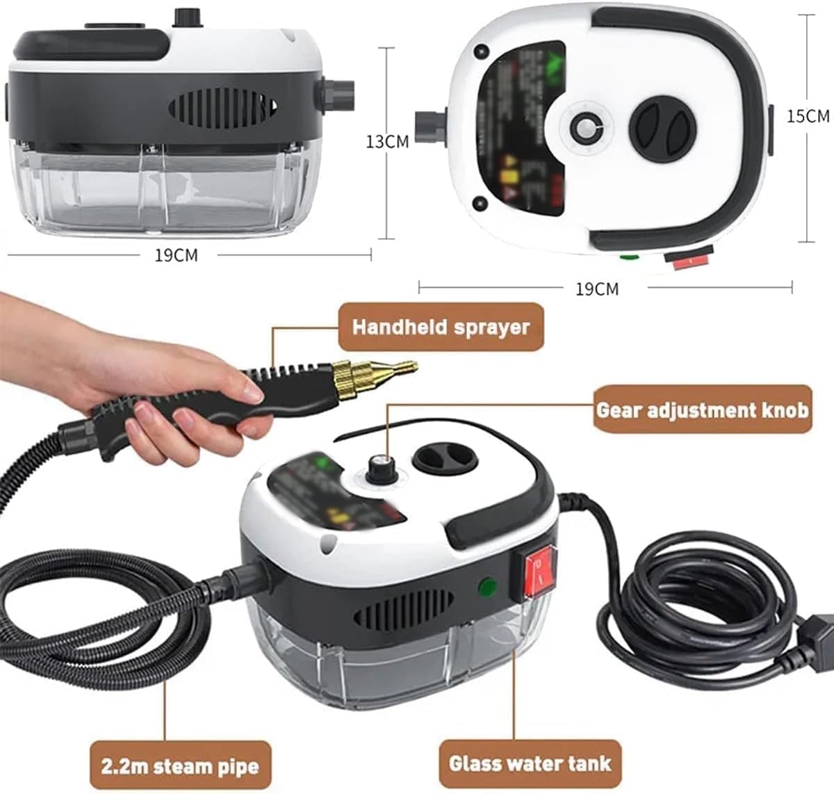 Versora Pro Car Steam Cleaner 2500w High - Temp Portable Machine, Shaker Plus Steam Cleaner, 2500w Handheld High - Temperature Pressurized SteamCleaner, With Gloves, For Home, Auto Detailing (Red) - 7DAY'S