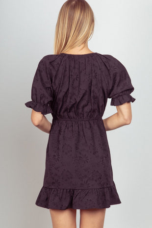 VERY J Floral Textured Woven Ruffled Mini Dress - 7DAY'S