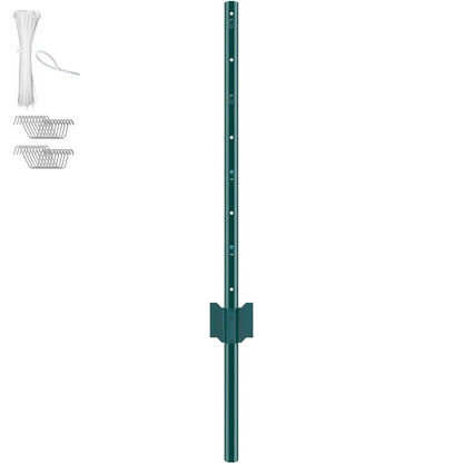 VEVOR 3 Feet Fence Post 10 Pack T - Post Heavy Duty Metal Fence Posts Green - 7DAY'S