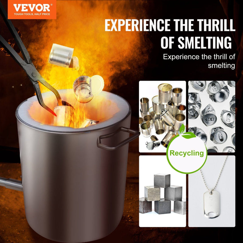 VEVOR 6KG Propane Smelting Furnace Kit Melting Furnace Stainless Steel 2700 degree Fahrenheit - 7DAY'S