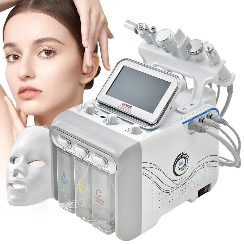 VEVOR 7 in 1 Hydrogen Oxygen Facial Machine, Professional Hydrafacial Machine for Spa, Hydro Facial Cleansing Rejuvenation Machine with 7 - inch LCD Screen, 6 Skincare Probes, 7 - Color Light Beauty Mask - 7DAY'S