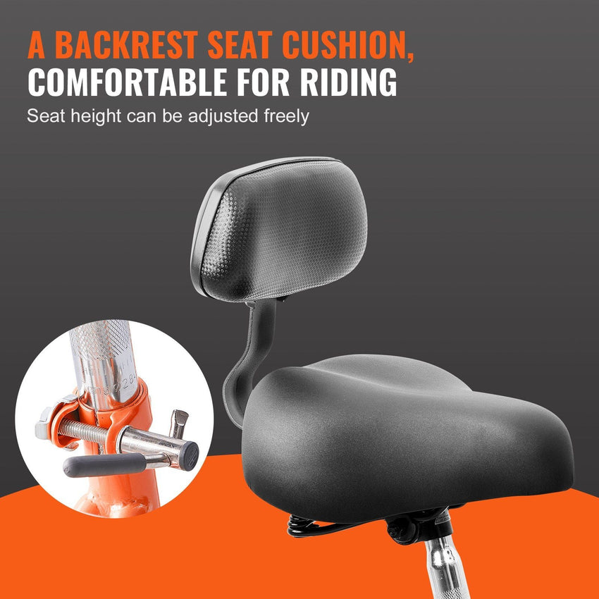 VEVOR Adult Tricycles Bike, 26 Inch Three - Wheeled Bicycles, 3 Wheel Bikes Trikes, Carbon Steel Cruiser Bike with Basket & Adjustable Seat, Picnic Shopping Tricycles for Seniors, Women, Men (Orange) - 7DAY'S