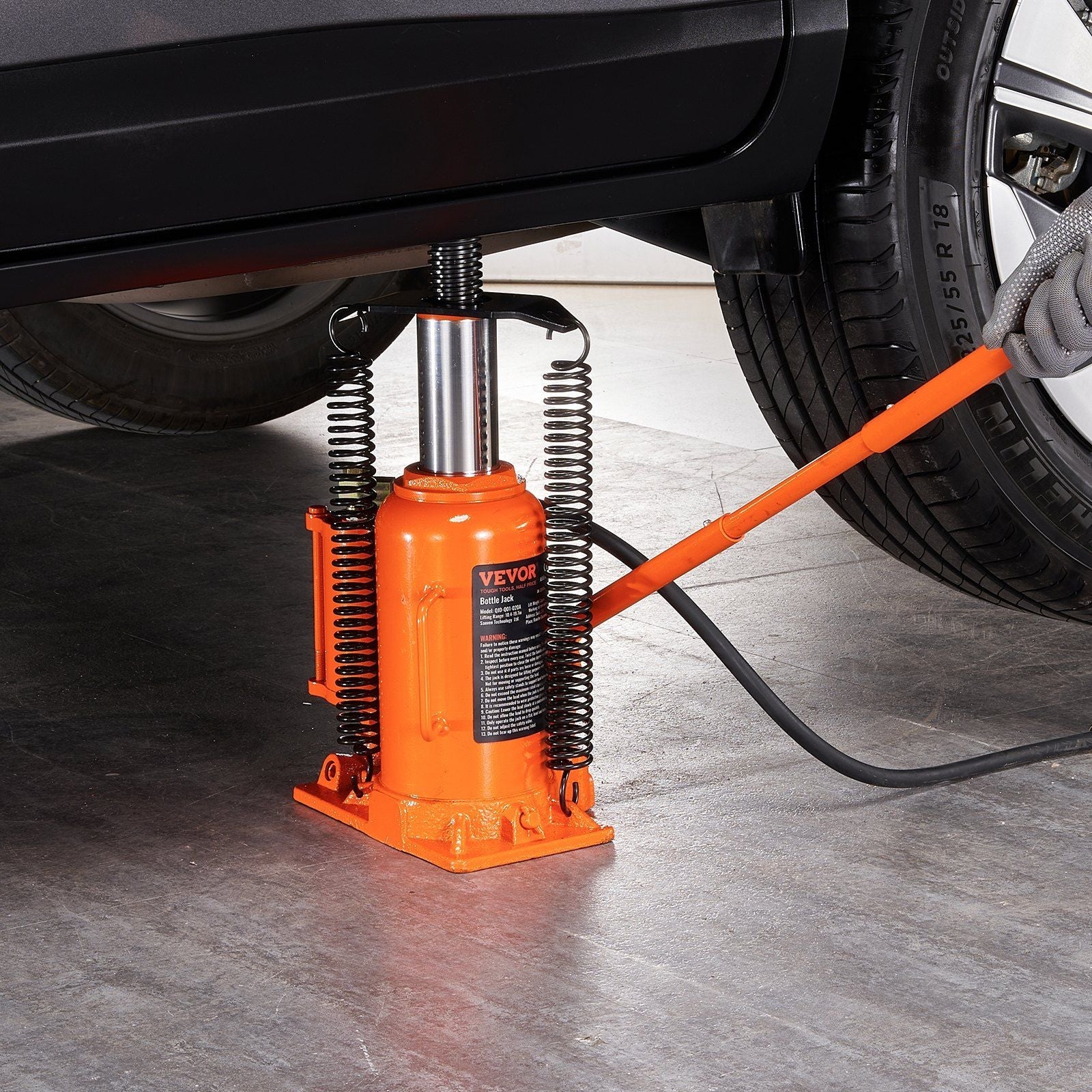 VEVOR Air Hydraulic Bottle Jack, 20 Ton/40000 LBS All Welded Bottle Jack, 10.4 - 19.7 inch Lifting Range, Manual Handle and Air Pump, for Car, Pickup, Truck, RV, Auto Repair, Industrial Engineering - 7DAY'S