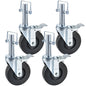 VEVOR Baker Scaffold Wheels 4 Pack 5" Scaffolding Wheels 1" Solid Round Stem 280LBS Wheels for Scaffolding Rubber Scaffold Wheels with Dual Locking Heavy Duty Casters Capacity - 7DAY'S