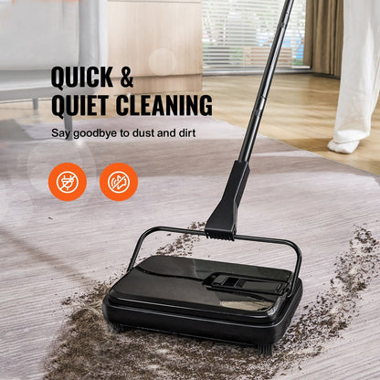 VEVOR Carpet Sweeper, 7.87 in Sweeping Paths, Floor Sweeper Manual Non Electric, 300 ml Dustbin Capacity with Comb for Home Office Rugs Hardwood Surfaces Wood Floors Laminate, Cleans Dust Pet Hair - 7DAY'S