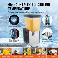 VEVOR Commercial Beverage Dispenser 18L Cold Juice Ice Drink Dispenser for Party - 7DAY'S
