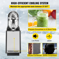 VEVOR Commercial Slushy Machine, 3L Single Bowl Slush Drink Maker, 330W Frozen Drink Machine with Temperature Preservation, Stainless Steel Home Slush Frozen Drink Machine Automatic Clean, Black - 7DAY'S