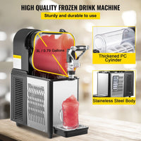 VEVOR Commercial Slushy Machine, 3L Single Bowl Slush Drink Maker, 330W Frozen Drink Machine with Temperature Preservation, Stainless Steel Home Slush Frozen Drink Machine Automatic Clean, Black - 7DAY'S