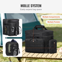 VEVOR Cooler Bag, 20L Insulated Lunch Bag with Molle Design and Multi - Pocket, 600D Cooler Lunch Box with Removable Storage Bags, Soft Cooler for Office, Picnic, Hiking, Beach or Beverage, Black - 7DAY'S