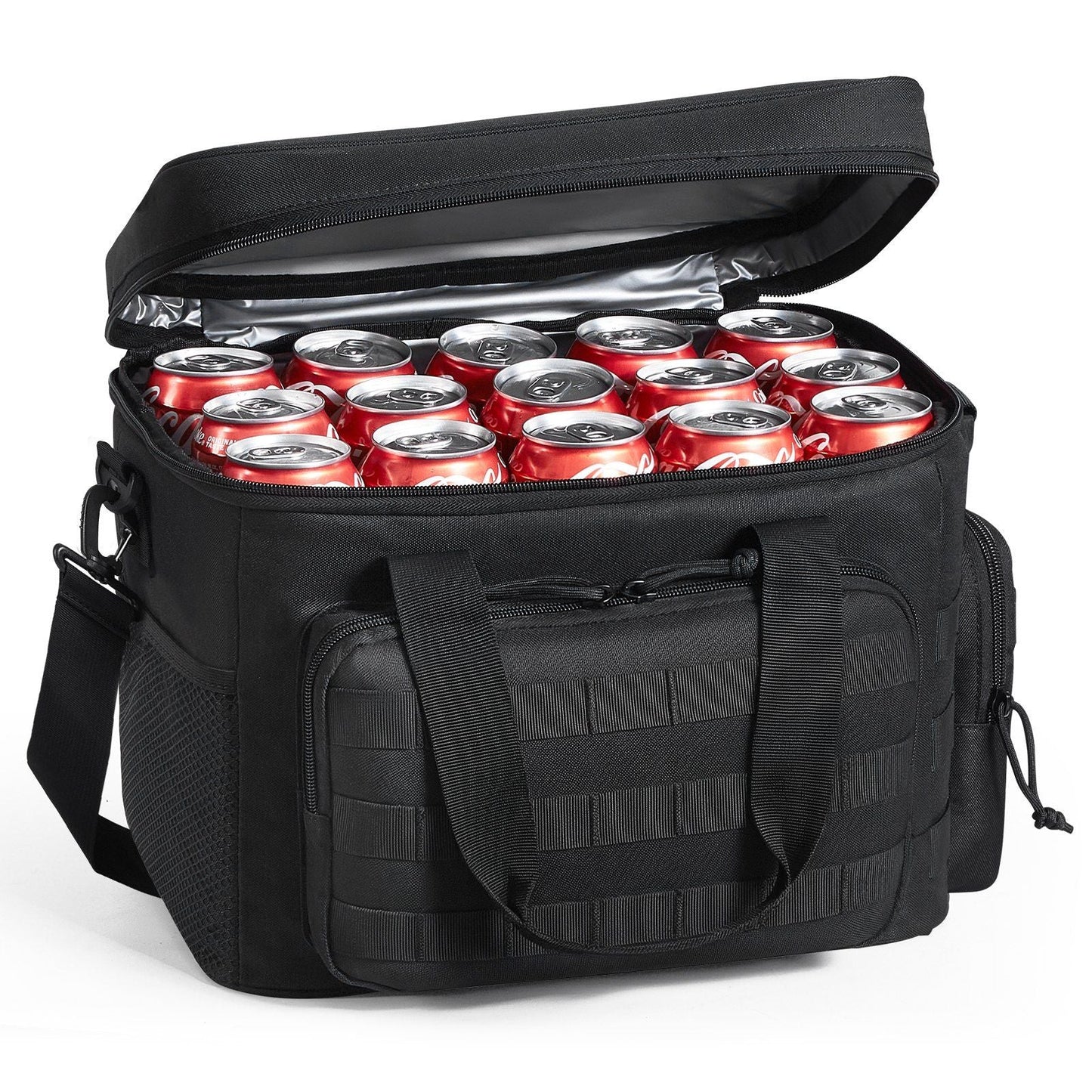 VEVOR Cooler Bag, 20L Insulated Lunch Bag with Molle Design and Multi - Pocket, 600D Cooler Lunch Box with Removable Storage Bags, Soft Cooler for Office, Picnic, Hiking, Beach or Beverage, Black - 7DAY'S