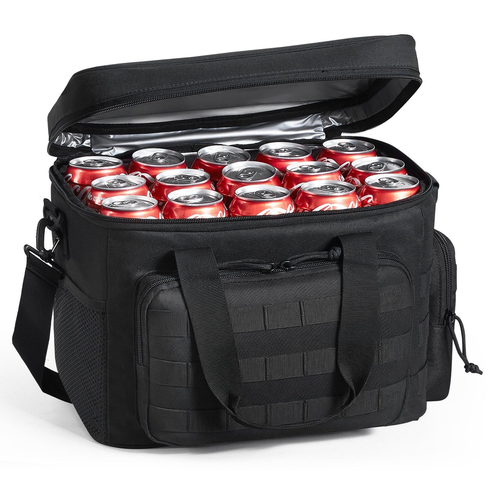 VEVOR Cooler Bag, 20L Insulated Lunch Bag with Molle Design and Multi - Pocket, 600D Cooler Lunch Box with Removable Storage Bags, Soft Cooler for Office, Picnic, Hiking, Beach or Beverage, Black - 7DAY'S
