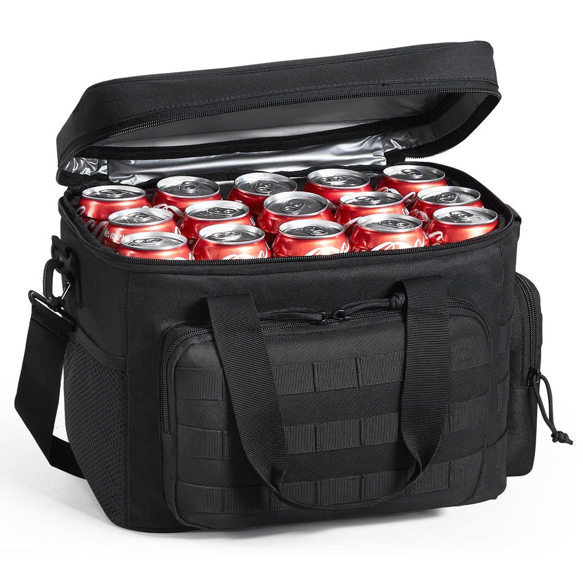 VEVOR Cooler Bag, 20L Insulated Lunch Bag with Molle Design and Multi - Pocket, 600D Cooler Lunch Box with Removable Storage Bags, Soft Cooler for Office, Picnic, Hiking, Beach or Beverage, Black - 7DAY'S