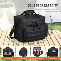 VEVOR Cooler Bag, 20L Insulated Lunch Bag with Molle Design and Multi - Pocket, 600D Cooler Lunch Box with Removable Storage Bags, Soft Cooler for Office, Picnic, Hiking, Beach or Beverage, Black - 7DAY'S