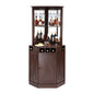 VEVOR Corner Industrial Bar Cabinet, Wine Table for Liquor & Glasses, Sideboard Buffet Cabinet with Glass Holder, Freestanding Farmhouse Wood Coffee Bar Cabinet for Living Room, Home Bar, Black Walnut - 7DAY'S