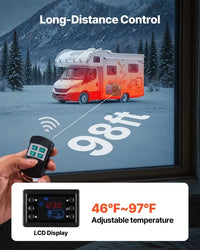 VEVOR Diesel Heater, 8KW, DC 12V/24V, All in One Portable Diesel Air Heater with Remote Control and LCD Display, Fast Heating Low Noise, 1.3 Gal Fuel Tank for Vehicles, RVs, Vans, Tractors and Trucks