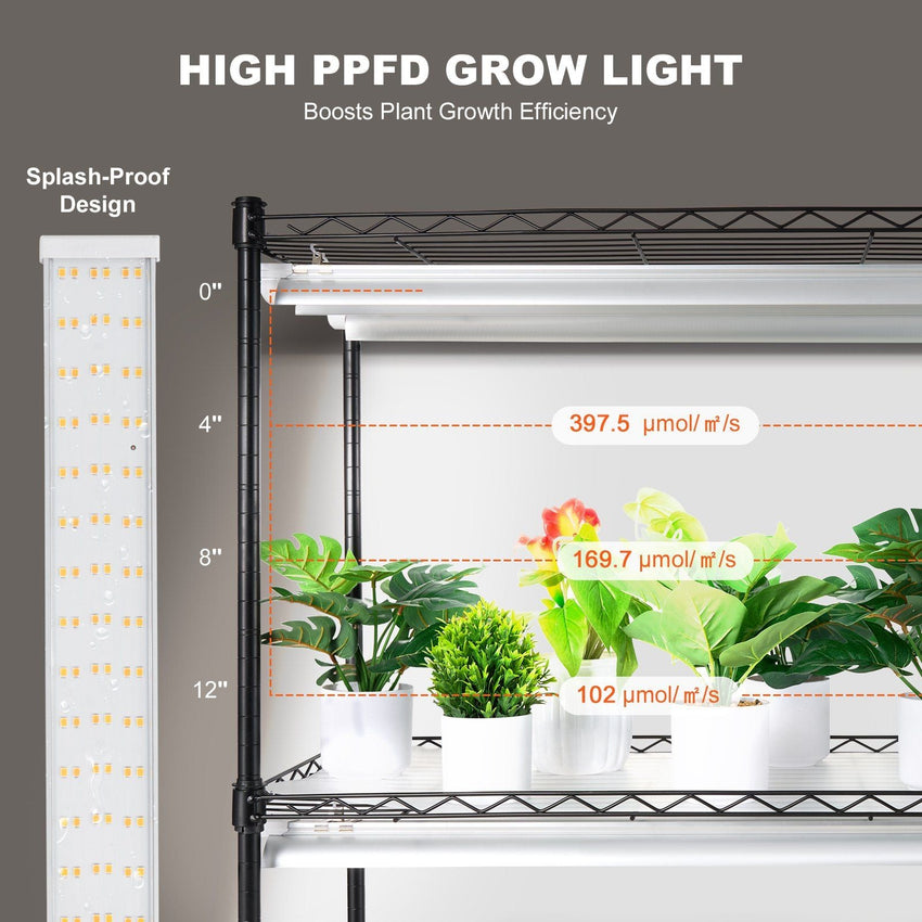 VEVOR DIY Plant Stand with Grow Lights 6 Tiers 192W 70.9" Tall Plant Grow Shelf - 7DAY'S