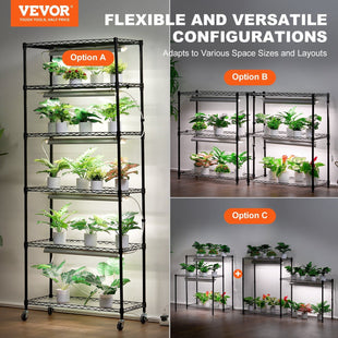 VEVOR DIY Plant Stand with Grow Lights 6 Tiers 192W 70.9" Tall Plant Grow Shelf - 7DAY'S