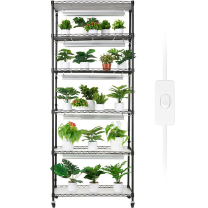 VEVOR DIY Plant Stand with Grow Lights 6 Tiers 192W 70.9" Tall Plant Grow Shelf - 7DAY'S