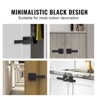 VEVOR Dummy Door Lever, 2 PCS Non - Turning Single Side Push/Pull Handle, Contemporary Square Door Lever Set, Reversible for Right and Left Sided Doors,For Pantry, Closet, and French Doors, Matte Black - 7DAY'S
