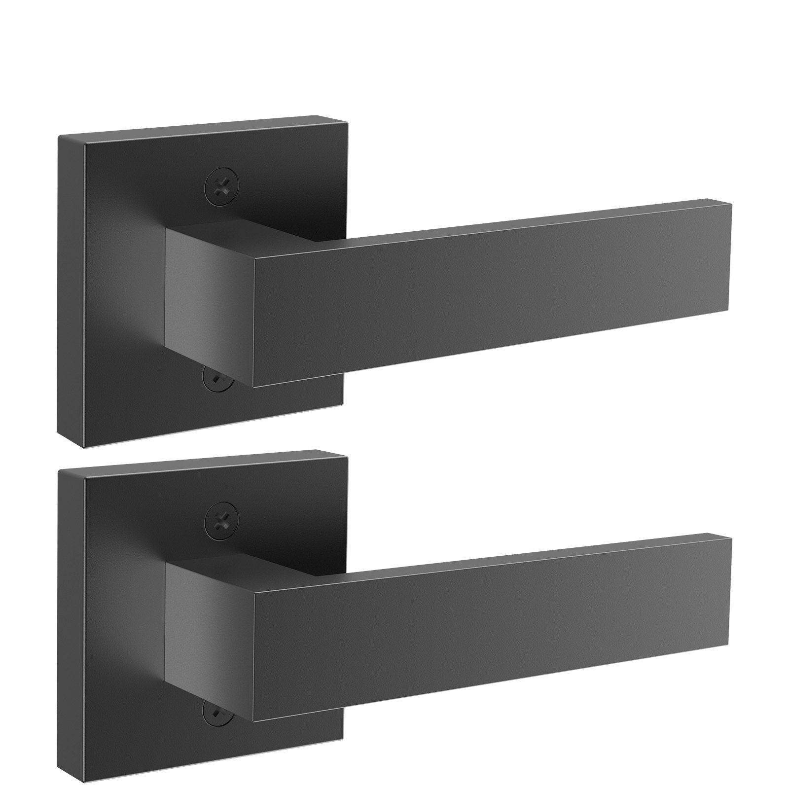 VEVOR Dummy Door Lever, 2 PCS Non - Turning Single Side Push/Pull Handle, Contemporary Square Door Lever Set, Reversible for Right and Left Sided Doors,For Pantry, Closet, and French Doors, Matte Black - 7DAY'S