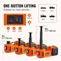 VEVOR Electric Car Jack, 5 Ton/11023 LBS Hydraulic Jack with Electric Impact Wrench, Portable Car Lift with Built - in Inflatable Pump, and LED Light for SUV MPV Sedan Truck Change Tires Garage Repair - 7DAY'S