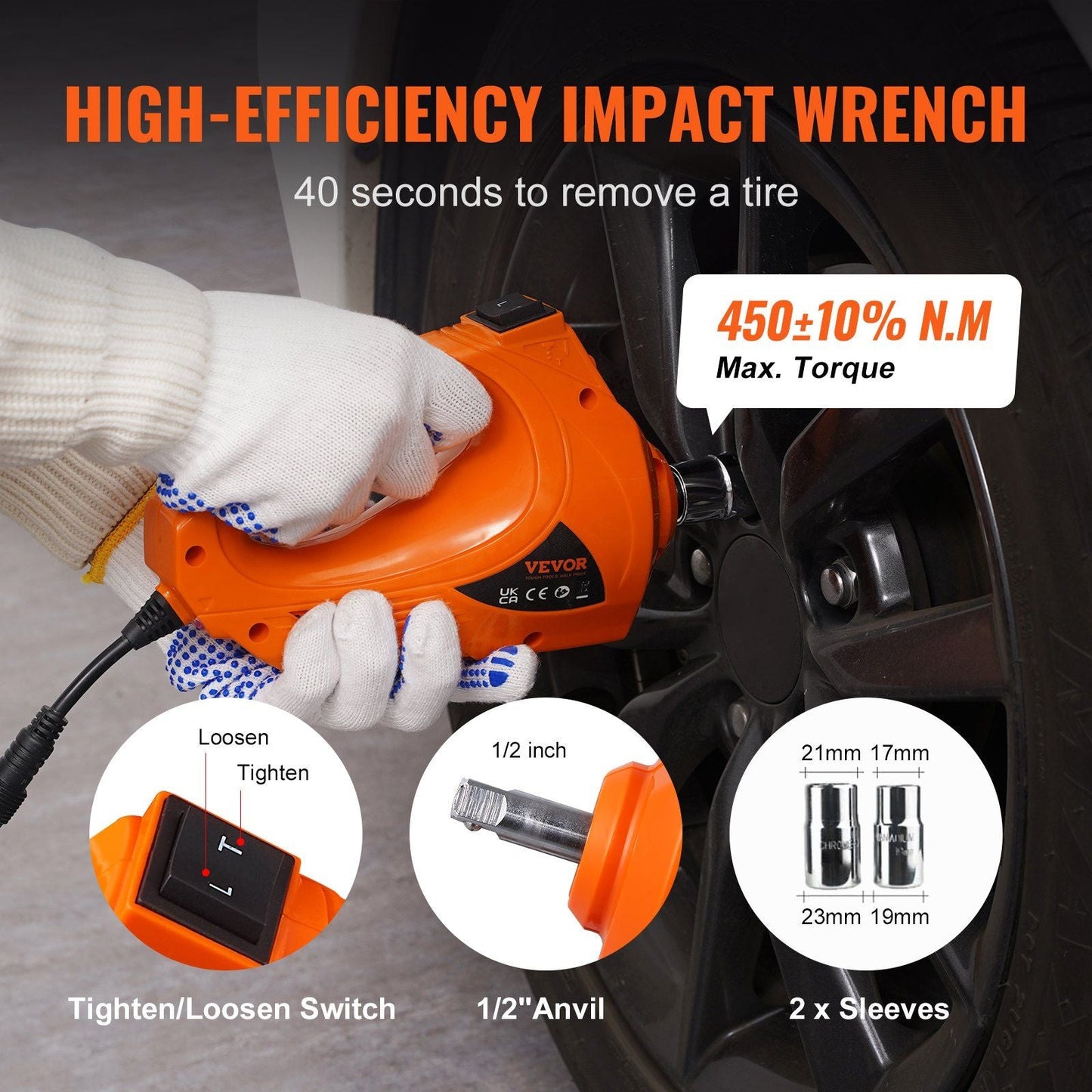 VEVOR Electric Car Jack, 5 Ton/11023 LBS Hydraulic Jack with Electric Impact Wrench, Portable Car Lift with Built - in Inflatable Pump, and LED Light for SUV MPV Sedan Truck Change Tires Garage Repair - 7DAY'S
