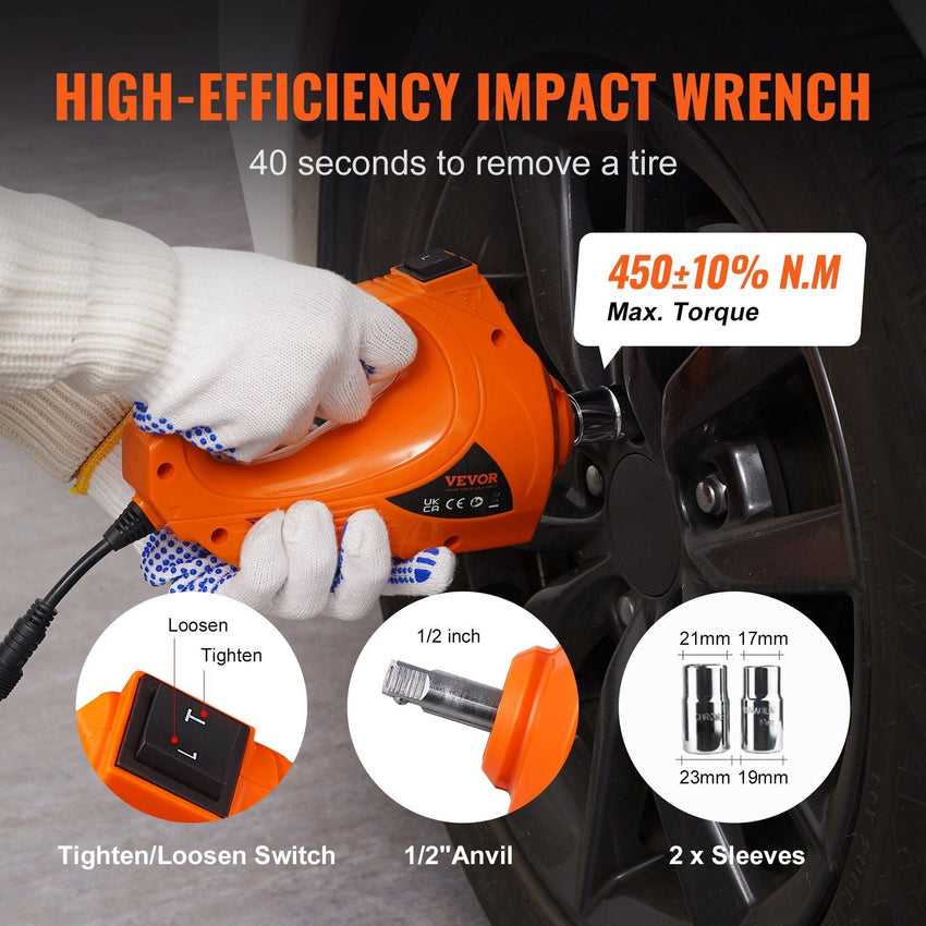 VEVOR Electric Car Jack, 5 Ton/11023 LBS Hydraulic Jack with Electric Impact Wrench, Portable Car Lift with Built - in Inflatable Pump, and LED Light for SUV MPV Sedan Truck Change Tires Garage Repair - 7DAY'S