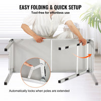 VEVOR Folding Portable Bar Table, Tradeshow Podium Table for Indoor, Outdoor, Party, Picnic, Exhibition, Includes Carrying Case, Storage Shelf and Black Skirt, 38.39" x 15.16" x 34.25" - 7DAY'S