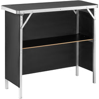 VEVOR Folding Portable Bar Table, Tradeshow Podium Table for Indoor, Outdoor, Party, Picnic, Exhibition, Includes Carrying Case, Storage Shelf and Black Skirt, 38.39" x 15.16" x 34.25" - 7DAY'S