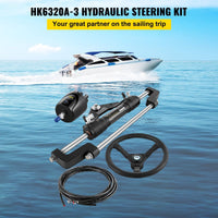 VEVOR Hydraulic Boat Steering Kit 300HP, Hydraulic Steering Kit Helm Pump, Hydraulic Outboard Steering Kit with 20 Feet Hydraulic Steering Hose for Boat Steering System - 7DAY'S