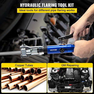 VEVOR Hydraulic Flaring Tool Kit, 45° Double Flaring Tool, Brake Repair Brake Flaring Tools for 3/16" - 1/2", Brake Flare Tool with Tube Cutter and Deburrer, 32 PCS Tube Flaring Tools for Copper Lines - 7DAY'S