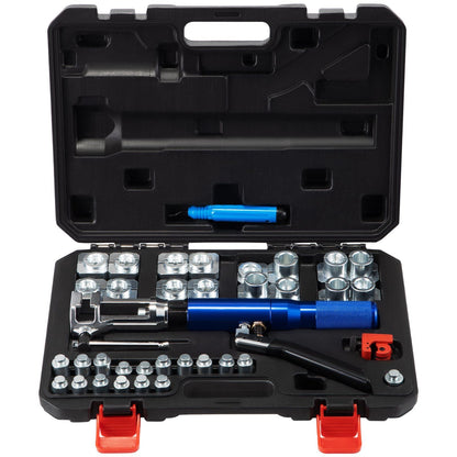 VEVOR Hydraulic Flaring Tool Kit, 45° Double Flaring Tool, Brake Repair Brake Flaring Tools for 3/16" - 1/2", Brake Flare Tool with Tube Cutter and Deburrer, 32 PCS Tube Flaring Tools for Copper Lines - 7DAY'S