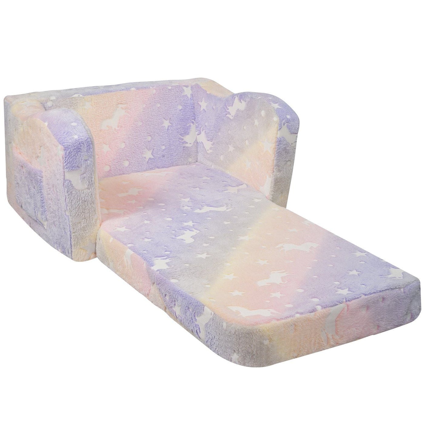 VEVOR Kids Couch, 2 - in - 1 Toddler Chairs Comfy, Toddler Couch Sofa Bed Fold Out, Convertible Sofa to Lounger, Kids Chair Seat Playroom Furniture for Kids Girls & Boys, Rainbow - 7DAY'S